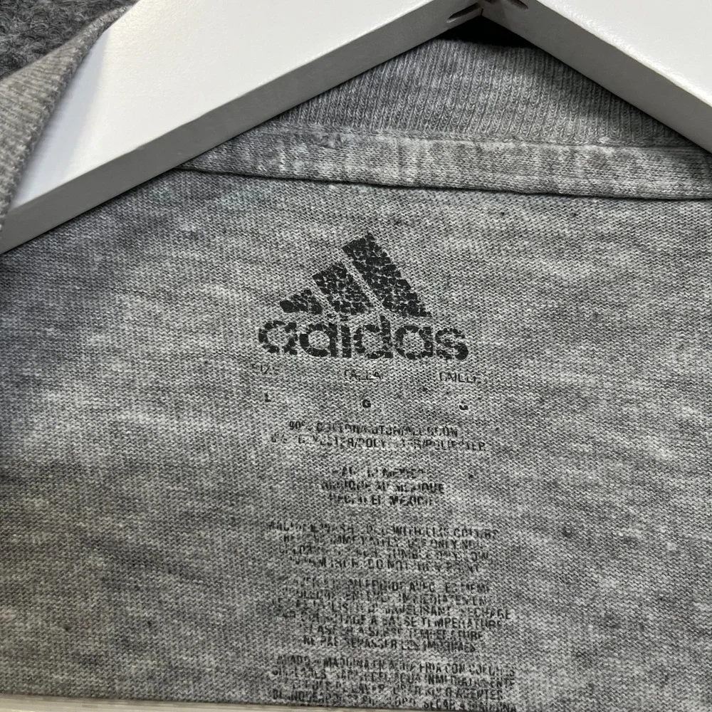 Adidas T-Shirt Men's Gray Graphic Logo Crewneck Short Sleeve Classic - Large